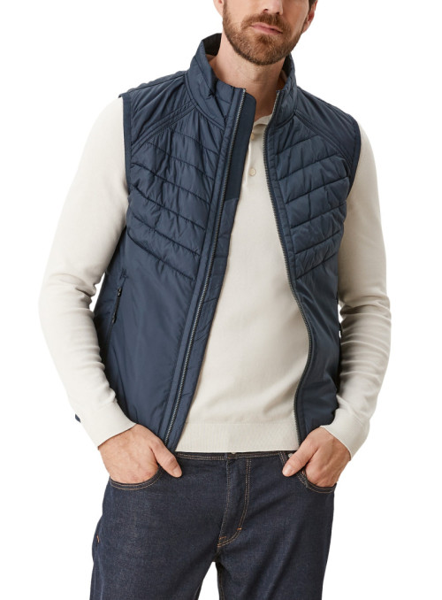 Quilted vest with stand up...