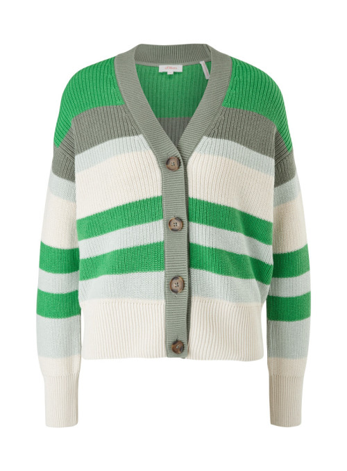 Cardigan with block stripes