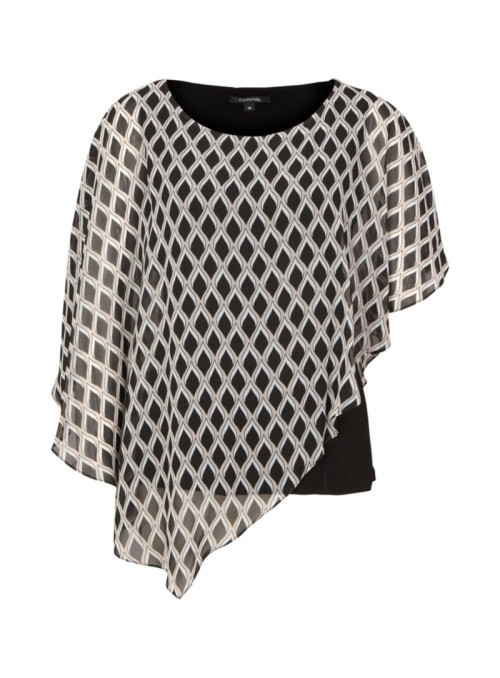 Poncho-Bluse mit Allover-Print