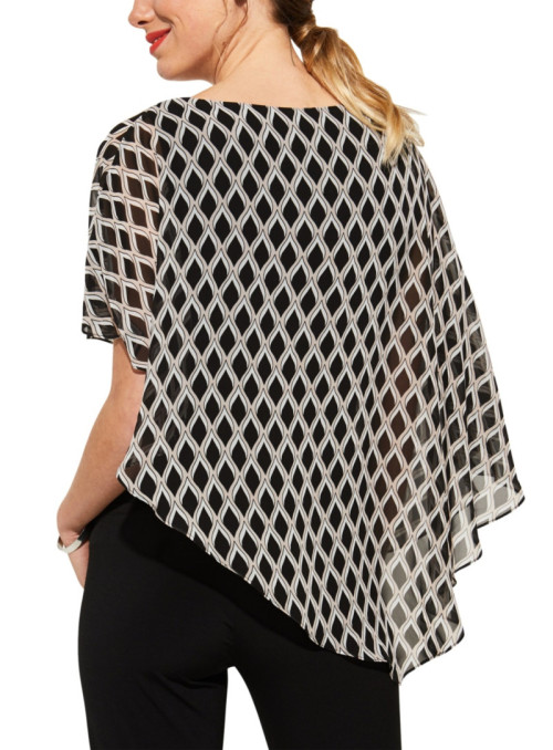 Poncho blouse with allover...