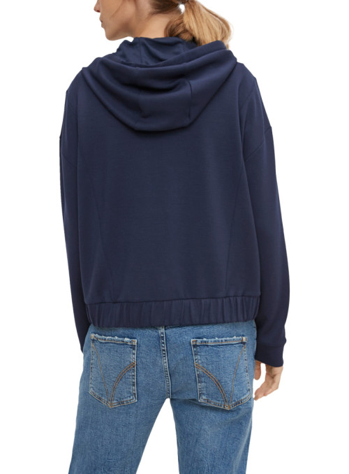 Hooded jacket with elastic hem