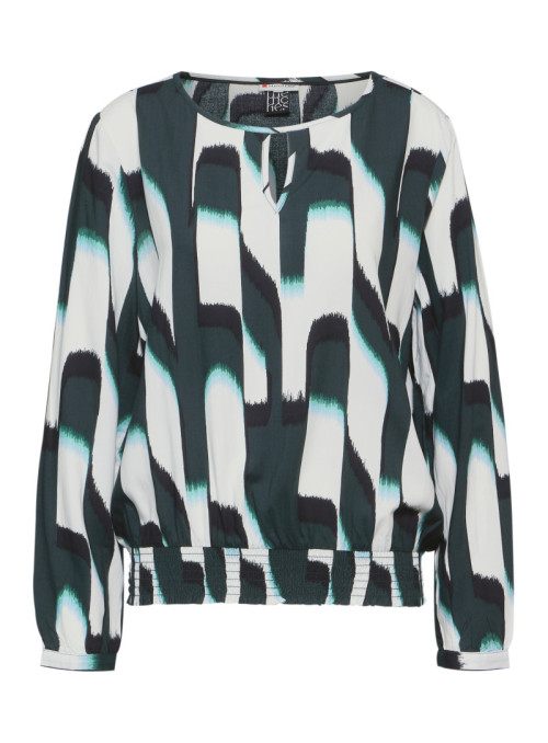 Printed roundneck blouse w cut