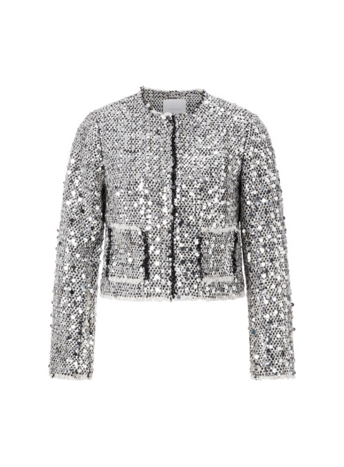 Boxy sequins tweed jacket