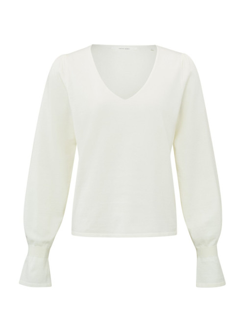 V-neck with ruffle sweater ls