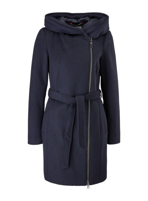 Hooded coat with zipper and...