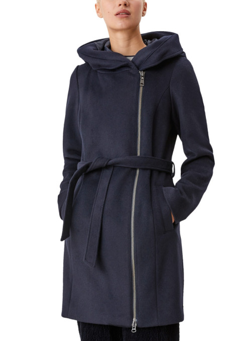 Hooded coat with zipper and...