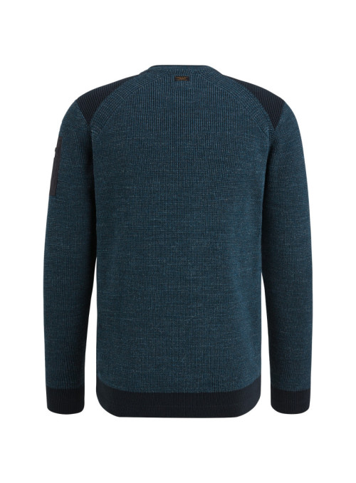 R-neck cotton rib melee knit