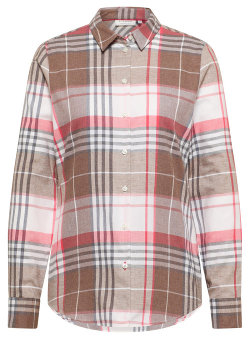 Plaid blouse with button...