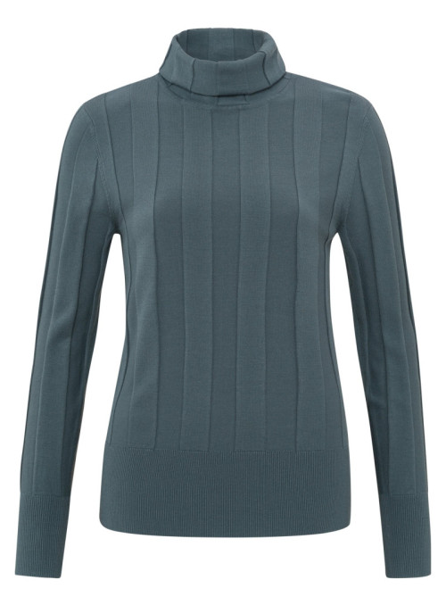 Rib high neckline sweater ls