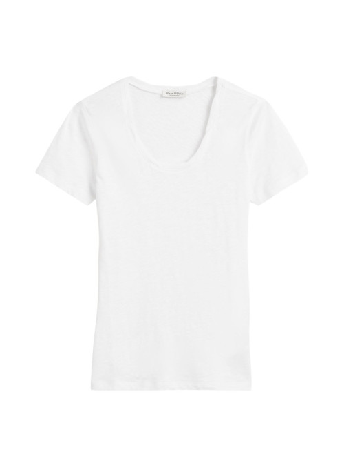 T-shirt, deep round neck...