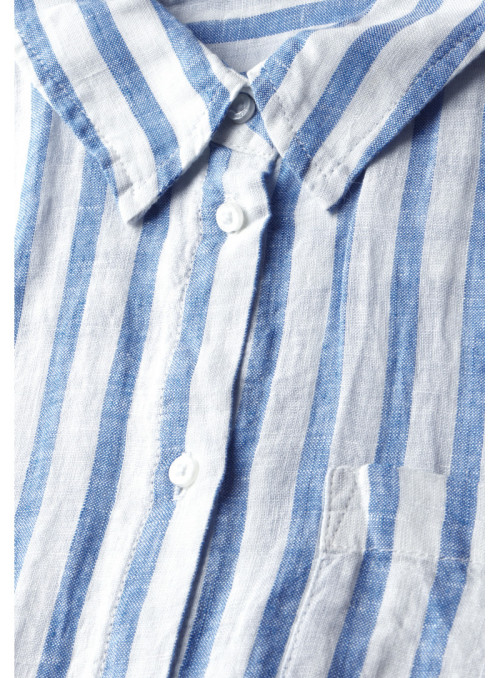 Linen striped shirtcollar blou